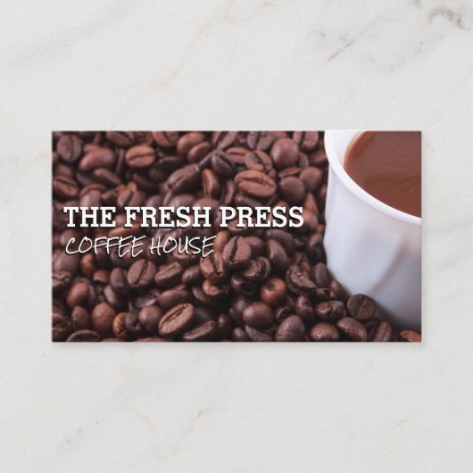 Carte De Visite Fèves de café et coupe (Devant)