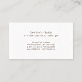 Carte De Visite Fèves de café et coupe de café (Dos)