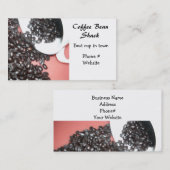 Carte De Visite Fèves de café et coupe de café blanc (Devant / Derrière)