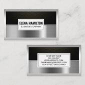 Carte De Visite Fibre de carbone | Argent métallique en aluminium (Devant / Derrière)