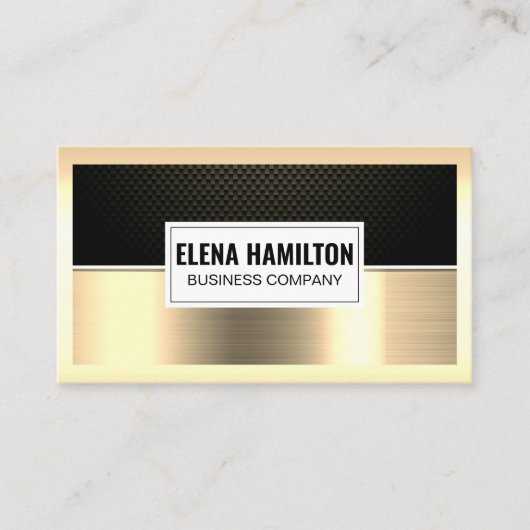 Carte De Visite Fibre de carbone | Bloc de couleur métal or (Devant)