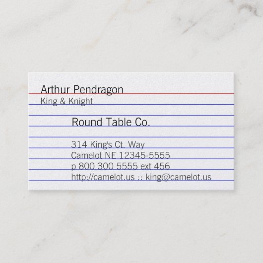 Carte De Visite Fiche (Devant)