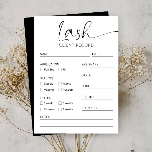 Carte De Visite Fiche client minimale noire et blanche