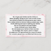 Carte De Visite Fiche de consignes de soins postérieurs à Lashes (Dos)