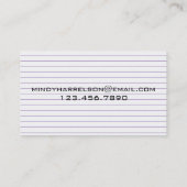 Carte De Visite Fiche de papier rayée (Dos)