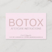 Carte De Visite Fiche d'instructions de remplissage Botox rose (Devant)