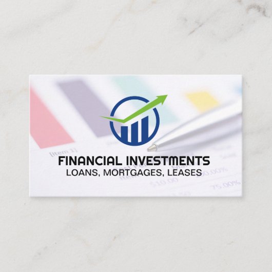 Carte De Visite Fiche financière | Logo du graphique à barres (Devant)