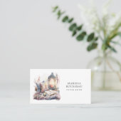 Carte De Visite Fiction Writer Aquarelle Coin de lecture Business (Debout devant)