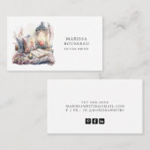 Carte De Visite Fiction Writer Aquarelle Coin de lecture Business (Devant / Derrière)