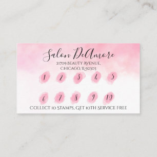 Carte De Visite Fidélité/Carte de timbre avec aquarelle rose tre