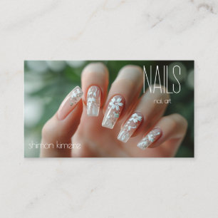 Carte De Visite Fidélité de manucure pour l'art des ongles floraux