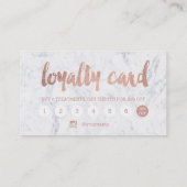 Carte De Visite Fidélité rose moderne de marbre de typographie (Dos)