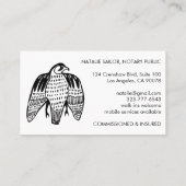 Carte De Visite FIERCE FALCON Logo moderne unique Notaire public (Dos)