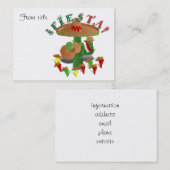Carte De Visite Fiesta Cactus avec guitare et poivrons dansants (Devant / Derrière)