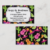 Carte De Visite Fiesta Party Sombrero Cactus Lims Peppers Maracas (Devant / Derrière)