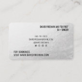 Carte De Visite Fil argent de luxe moderne noir dj musique tourne- (Dos)