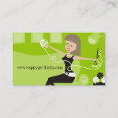 Carte De Visite Fil heureux d'aiguilles de tricot de fille de (Dos)