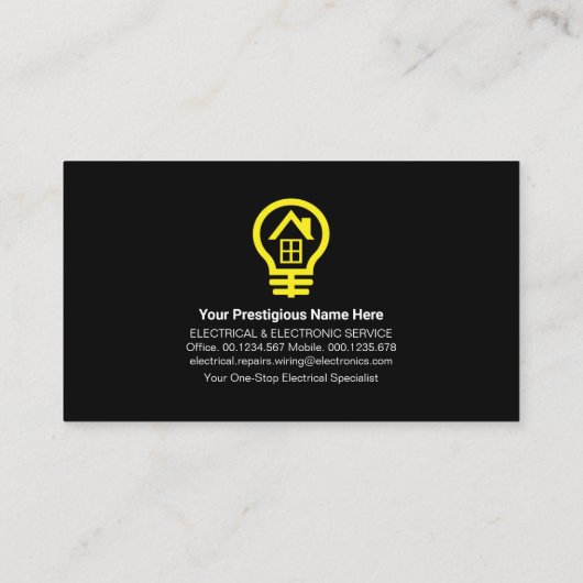 Carte De Visite Filament d'ampoule électrique jaune créatif (Dos)