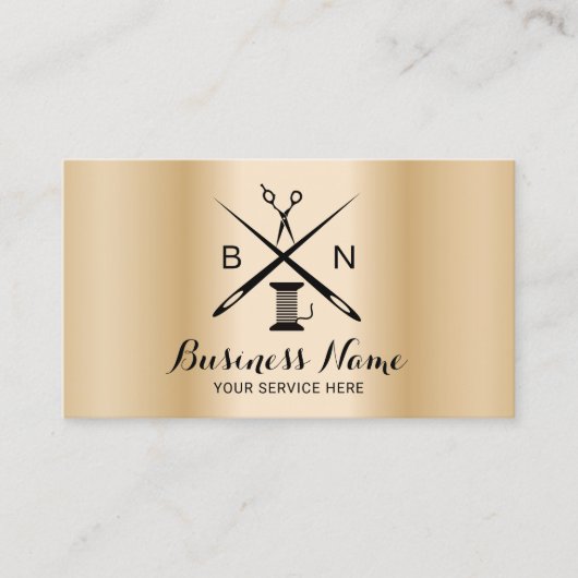 Carte De Visite Filet et aiguilles Seamstress Couture Or moderne (Devant)