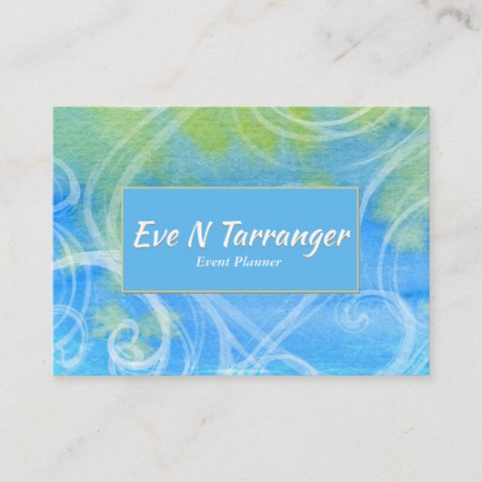 Carte De Visite Filigree en bleu et vert (Devant)