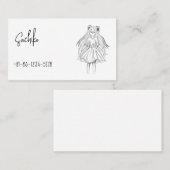 Carte De Visite Fille à cheveux longs avec ruban (Devant / Derrière)