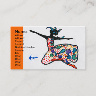 Carte De Visite Fille à robe florale peinte couleur aquarelle