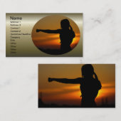Carte De Visite Fille au coucher du soleil de Karate (Devant / Derrière)