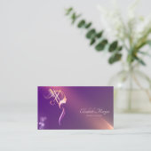 Carte De Visite Fille aux ciseaux professionnels Silhouette Violet (Debout devant)