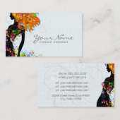 Carte De Visite Fille aux fleurs colorées (Devant / Derrière)