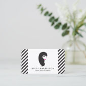 Carte De Visite Fille avec des cils Noir et Blanc Stripes Beauté (Debout devant)