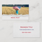 Carte De Visite Fille avec drapeau américain (Devant / Derrière)