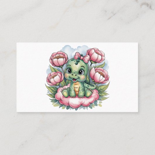 Carte De Visite Fille Baby shower Dino Delight Diaper Raffle (Dos)