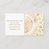 Carte De Visite Fille Blanc Mandala Or Floral (Dos)