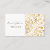 Carte De Visite Fille Blanc Mandala Or Floral (Devant)
