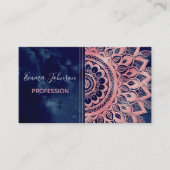 Carte De Visite Fille bleu rose Mandala Floral  (Devant)