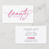 Carte De Visite Fille branchée Ruby Rouge maquillage beauté Script (Devant / Derrière)