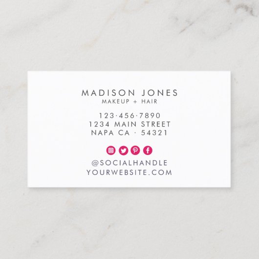 Carte De Visite Fille branchée Ruby Rouge maquillage beauté Script (Dos)