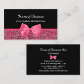 Carte De Visite Fille Cheetah noir et rose Imprimer Cute Ribbon (Devant / Derrière)