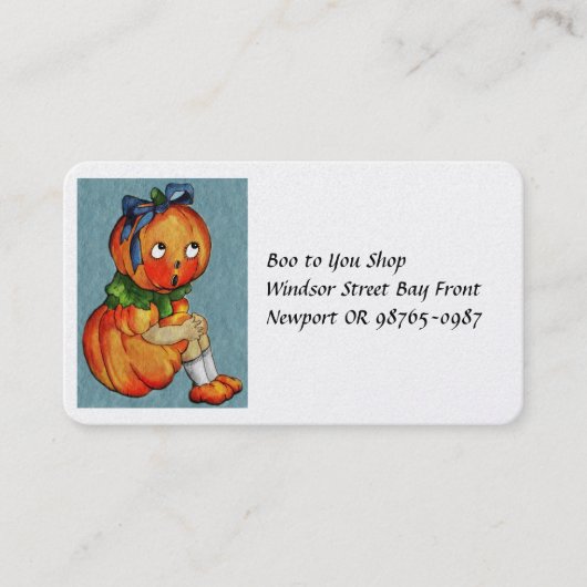 Carte De Visite Fille citrouille avec amis (Devant)