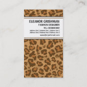 Carte De Visite Fille créatrice de mode avec imprimé panthère brun (Dos)