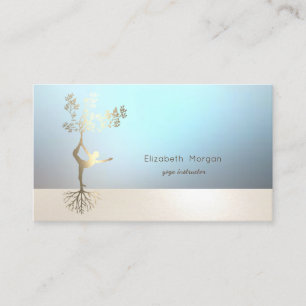 Carte De Visite Fille de l'Arbre Silhouette Bleue Lumineuse Profes