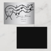 Carte De Visite fille de musique à effet argent (Devant / Derrière)