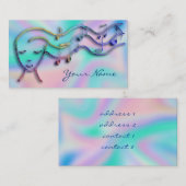 Carte De Visite fille de musique sur arrière - plan fausse iridesc (Devant / Derrière)