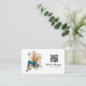Carte De Visite Fille de selfie à la mode avec code QR (Debout devant)