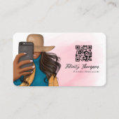 Carte De Visite Fille de selfie à la mode Code QR (Devant)
