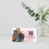 Carte De Visite Fille de selfie à la mode Code QR (Debout devant)