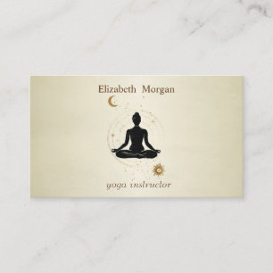 Carte De Visite Fille de yoga professionnelle silhouette lune sole