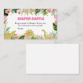 Carte De Visite Fille Dinosaure Baby shower Dineuse Raffle (Devant / Derrière)