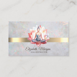 Carte De Visite Fille élégante Lotus Opale Professeur de Yoga