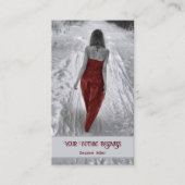 Carte De Visite Fille En Robe Rouge Hiver Gothique (Devant)